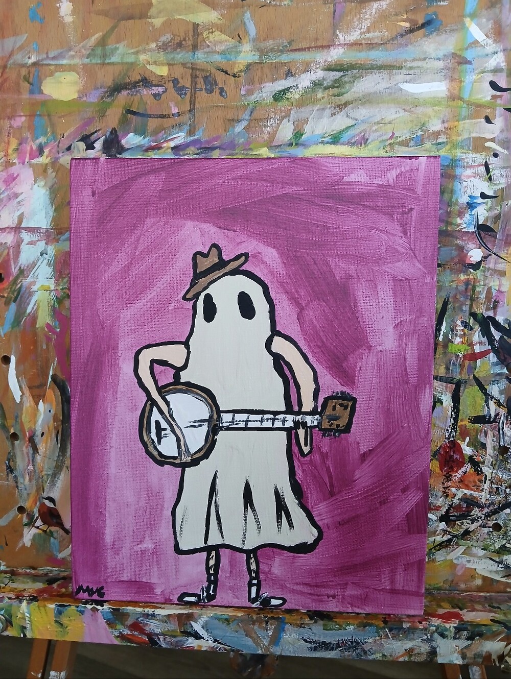 Ghost Playing Banjo Painting